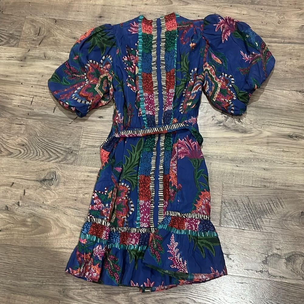 New FARM Rio Sunset Tapestry Belted Cotton Blend Minidress Sz XXS - Picture 8 of 8